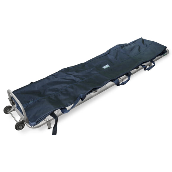 Foldable stretcher with feet and rescue bag