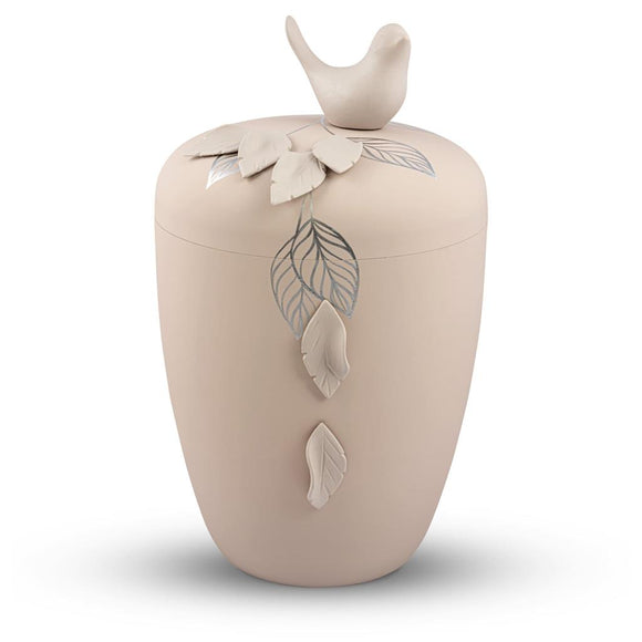 Spalt Urne Blätter und Vogel 3D