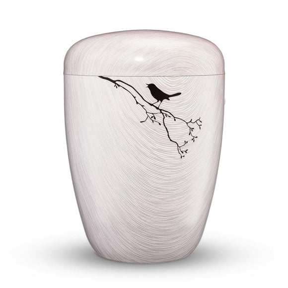 Spalt Urne Brokat Weiss Lackiert Naturstoff