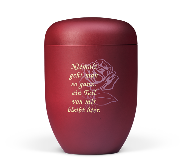 Kaufen weinrot-velours-rosenblute-text-4 Heiso Elegance Trauertext Bio Urne