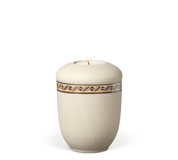 Heiso Gedenkurne Dekorband Muster Keramik