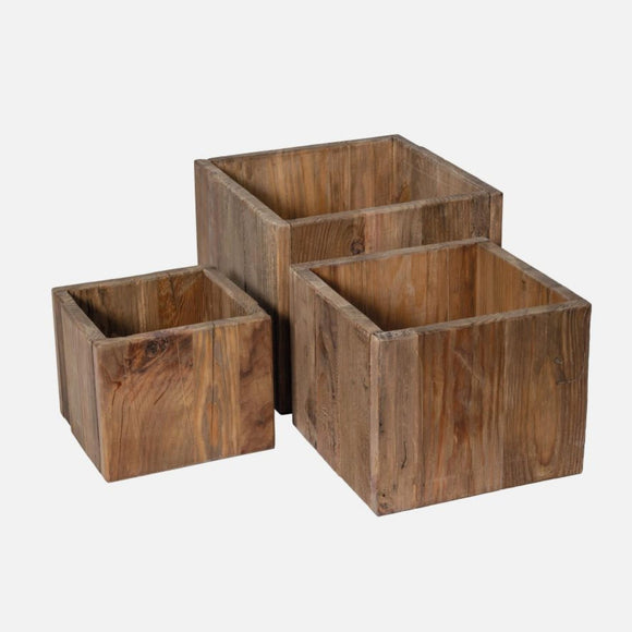 Pine wood planters (set)