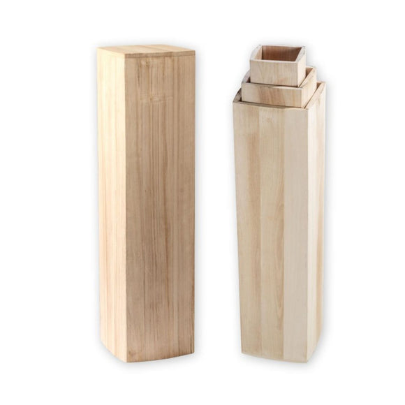 Dekosäulen aus hellem Holz (Set)