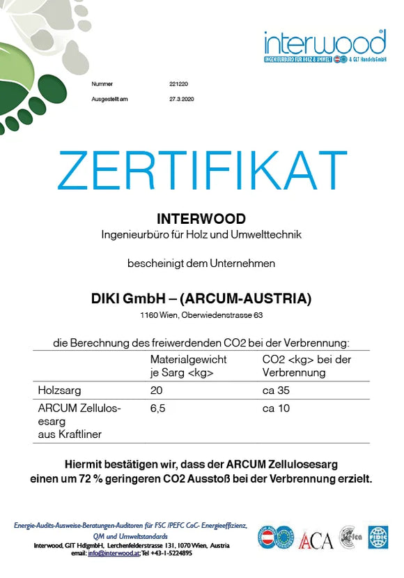 Arcum Kremationssarg Classic 8 Stück