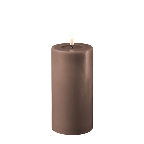 Deluxe Homeart LED Kerze Stumpenkerze Indoor Mokka