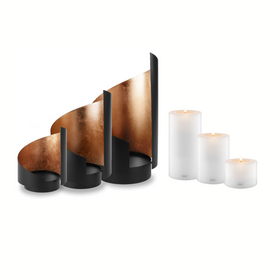 Qult Windlicht Sail 3er-Set mit Kerzen Kupfer