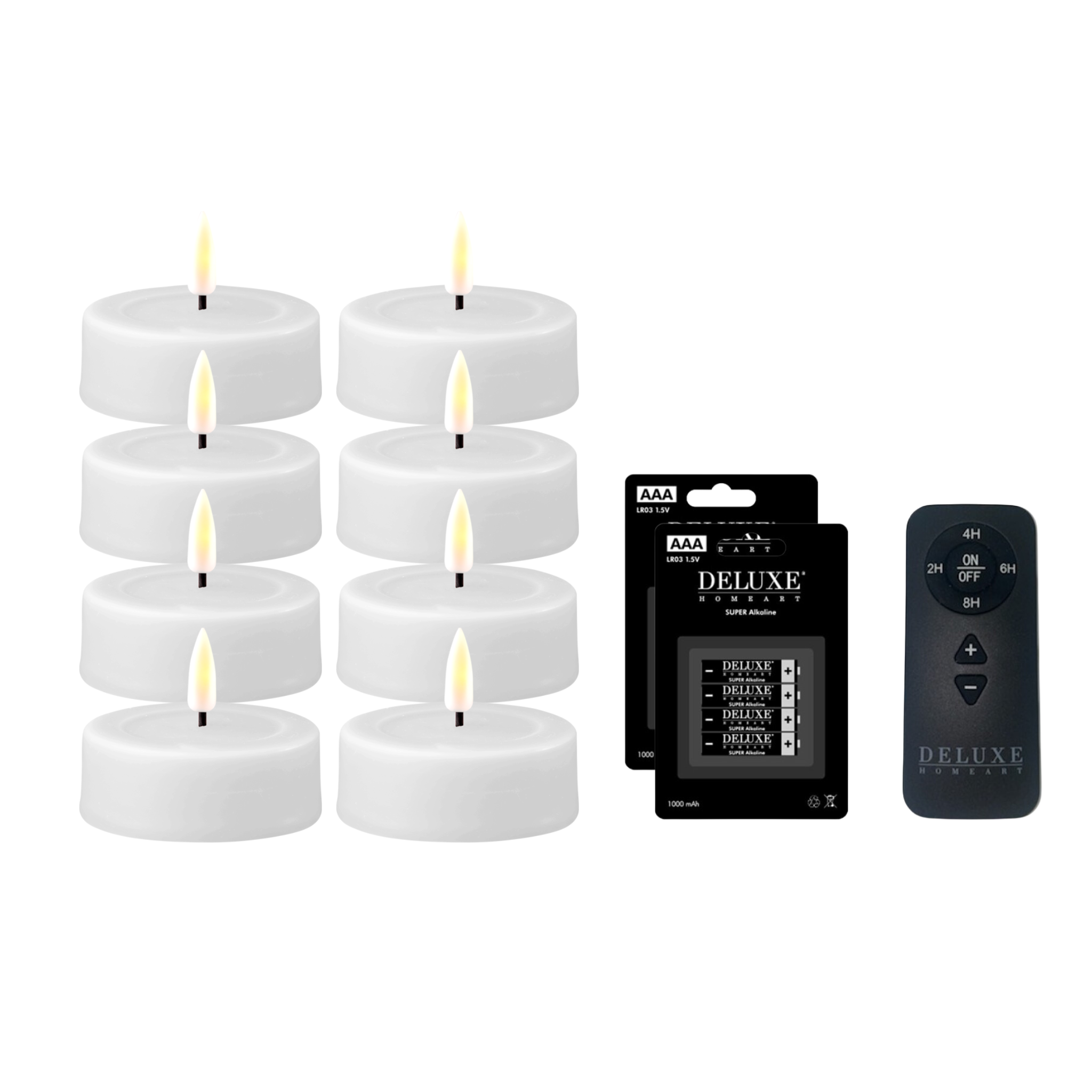 Deluxe Homeart Set Di 4 Lumini LED Senza Fiamma – Effetto Cera Realistico, Batteria CR2450, 400h Di Durata – Ideali Per Interni