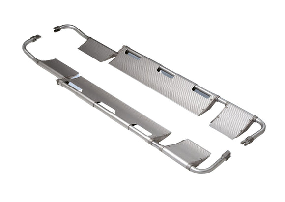 Folding aluminum scoop stretcher