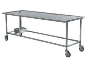 Mesa de disección móvil de acero inoxidable Lavabo con bandeja recogegotas