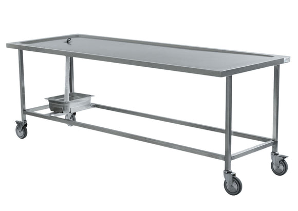 Mesa de disección móvil de acero inoxidable Lavabo con bandeja recogegotas