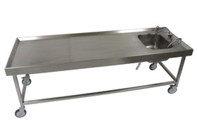 Edelstahl fahrbarer Seziertisch mit Waschbecken