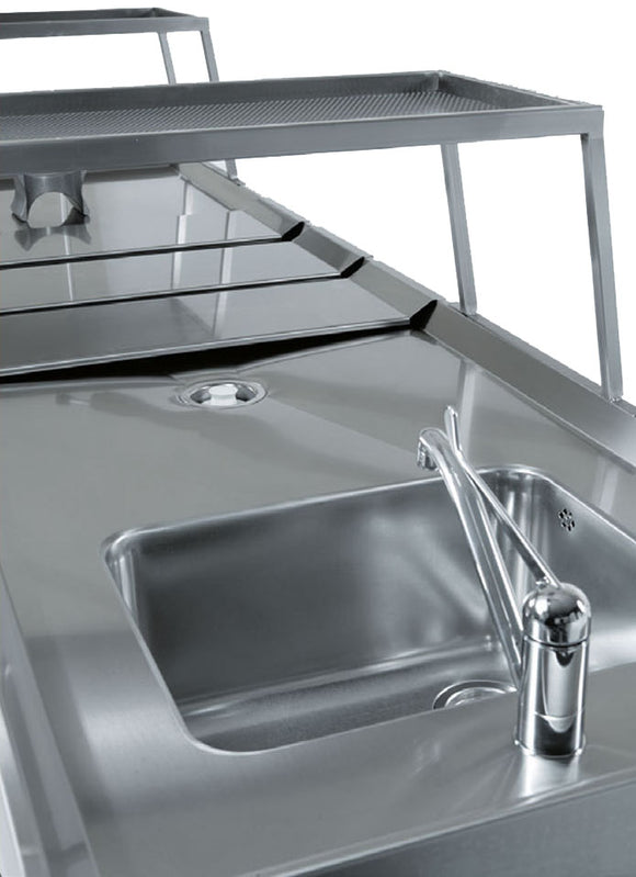 Mesa de autopsias de acero inoxidable con cubeta para órganos