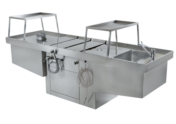 Mesa de autopsias de acero inoxidable con cubeta para órganos
