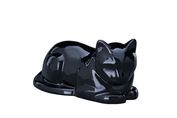 Pet urn reclining cat ceramic