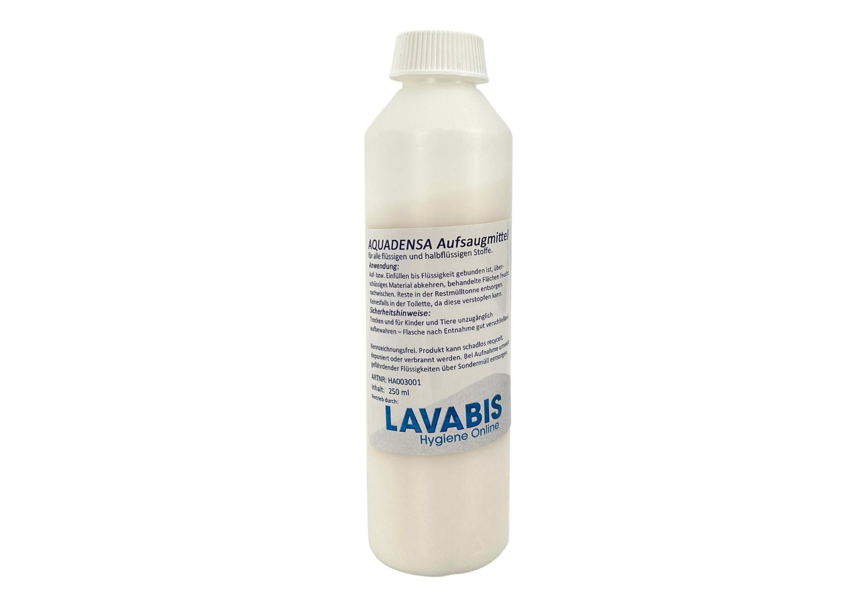 aufbewahren deponieren AQUADENSA Aufsaugmittel 250 ml