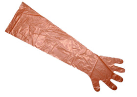 Veterinary gloves, PE, orange / 50 pcs.