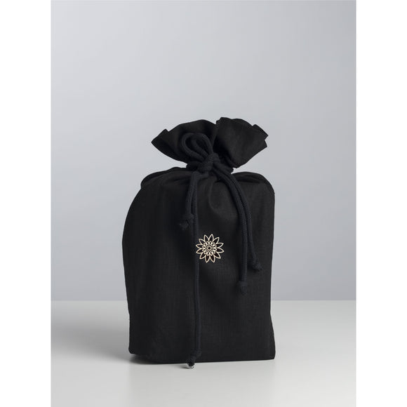 Papierurne mit Leinenbeutel Black mit Schmuck