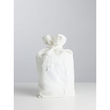 Papierurne mit Leinenbeutel Feder