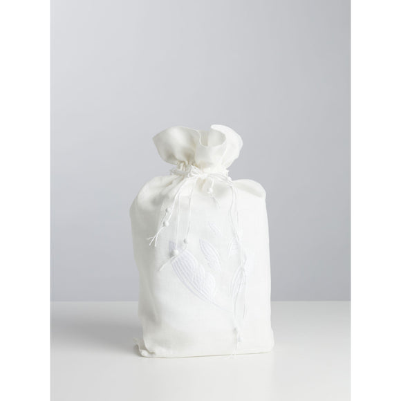 Papierurne mit Leinenbeutel Feder