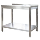 Edelstahl Arbeitstisch Professional mit Grundboden und Aufkantung-1