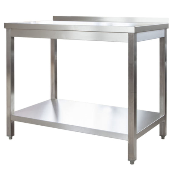 Edelstahl Arbeitstisch Professional mit Grundboden und Aufkantung