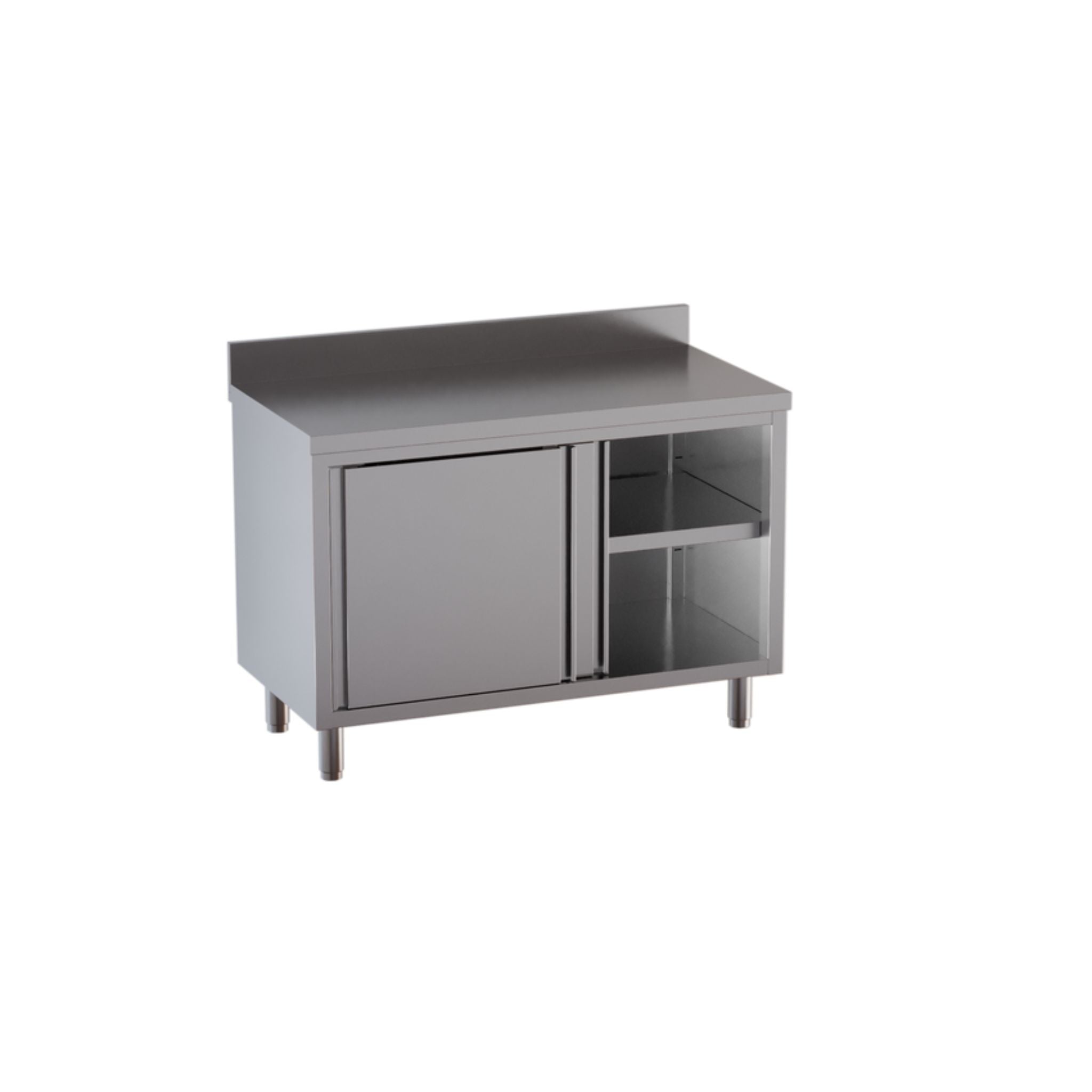 Standard stainless steel work cabinet with sliding doors