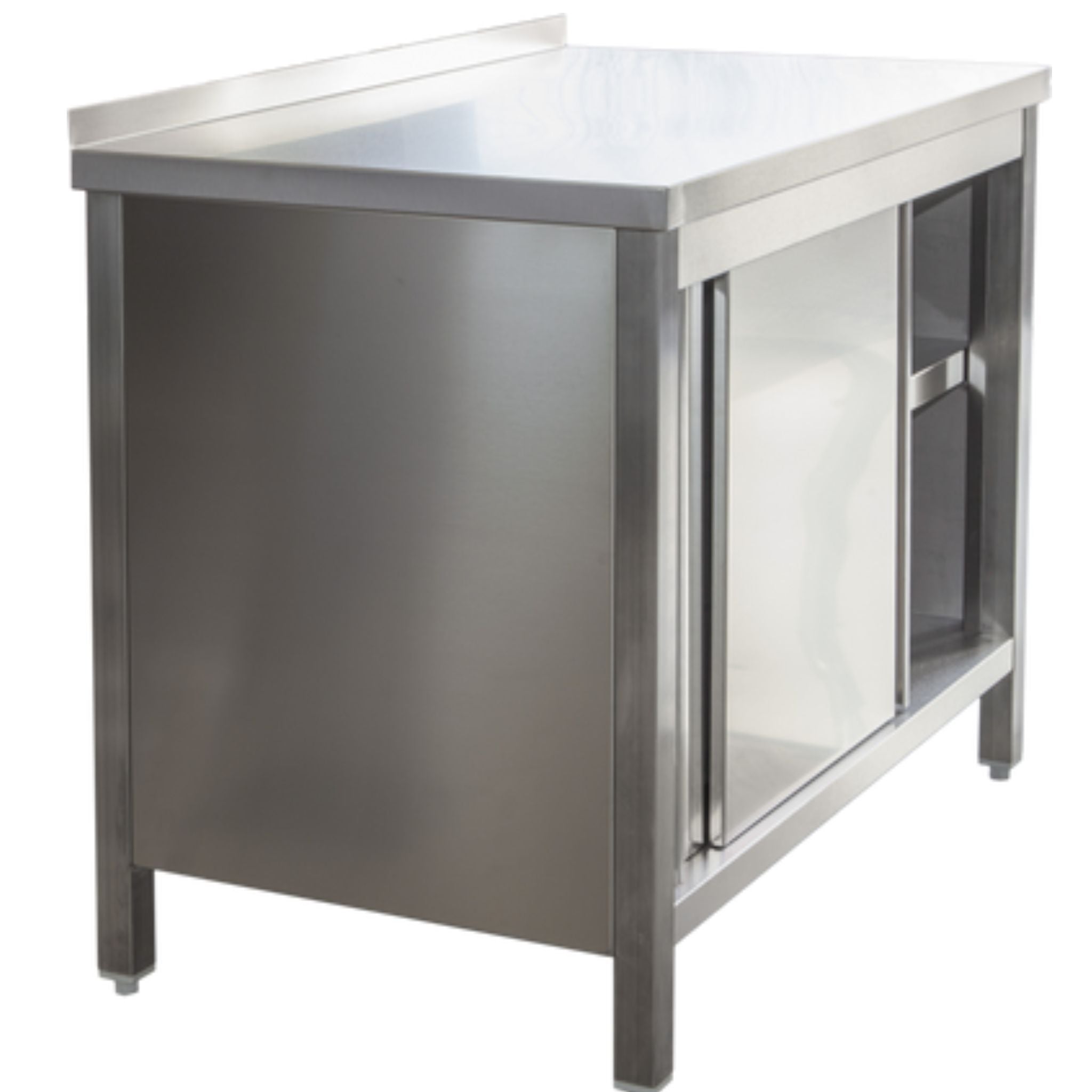 Professional stainless steel work cabinet with sliding doors - 0