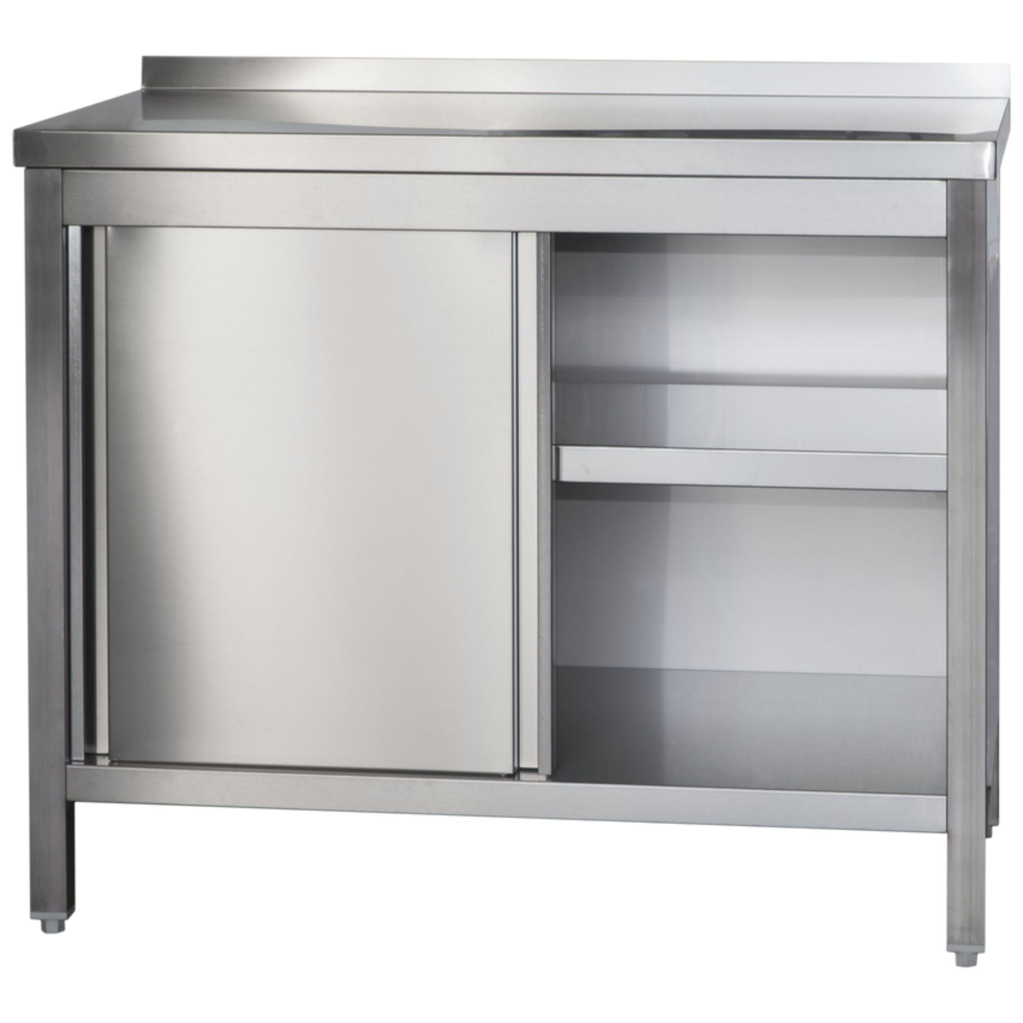 Professional stainless steel work cabinet with sliding doors