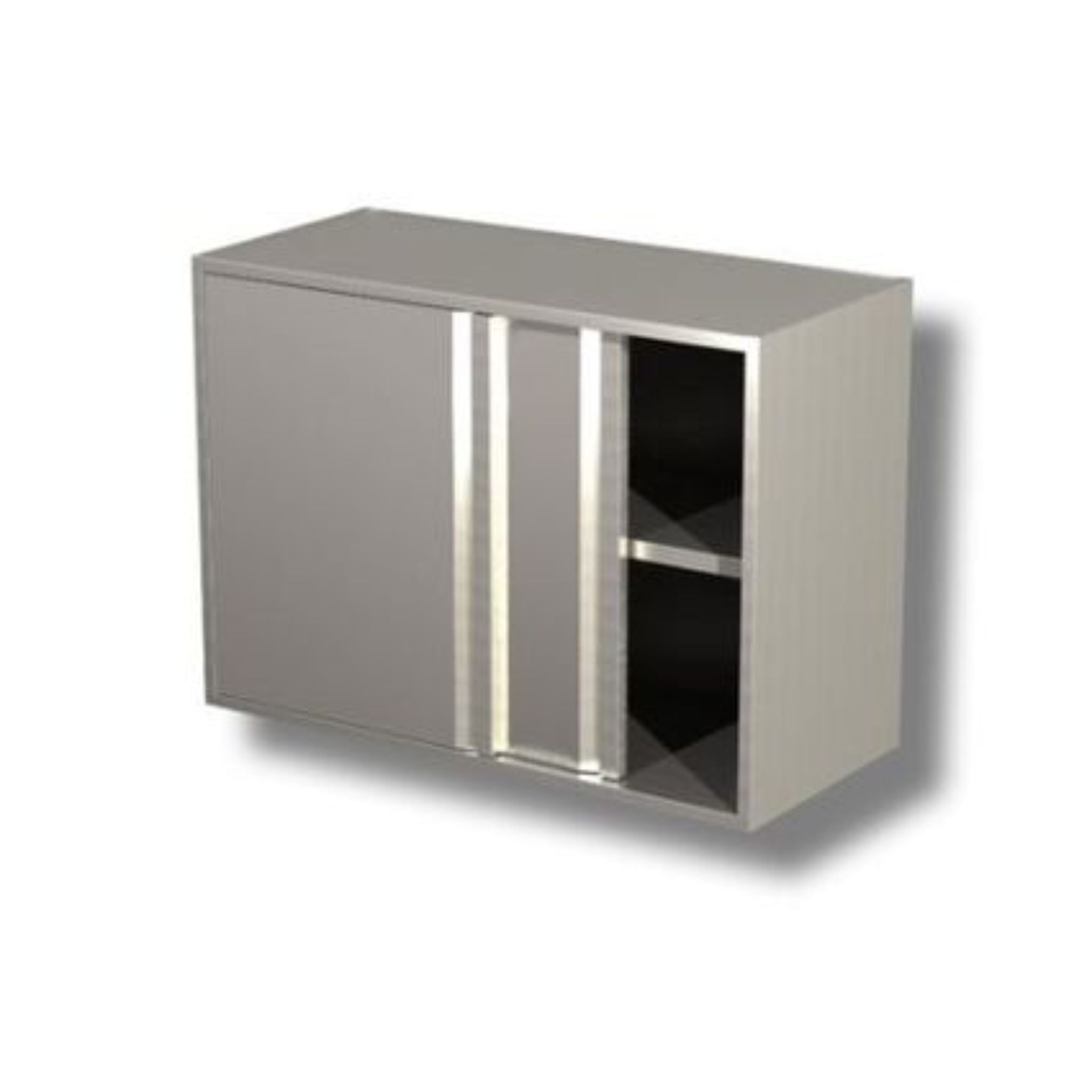 Stainless steel wall cabinet with standard sliding doors