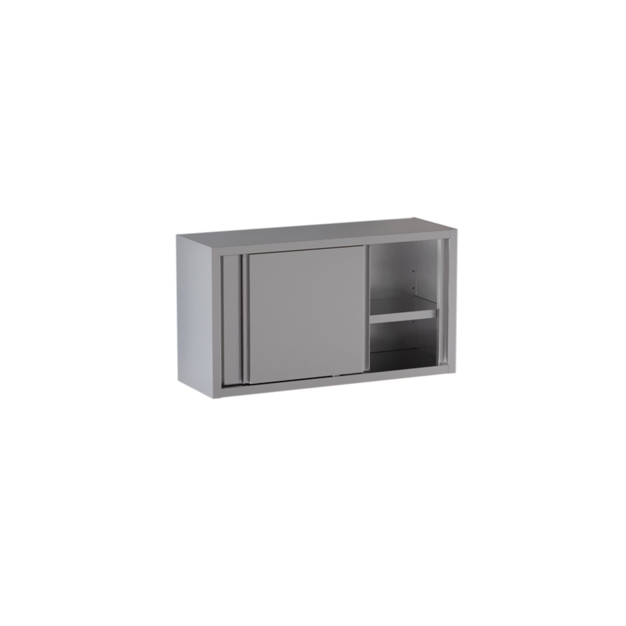 Stainless steel wall cabinet with standard sliding doors