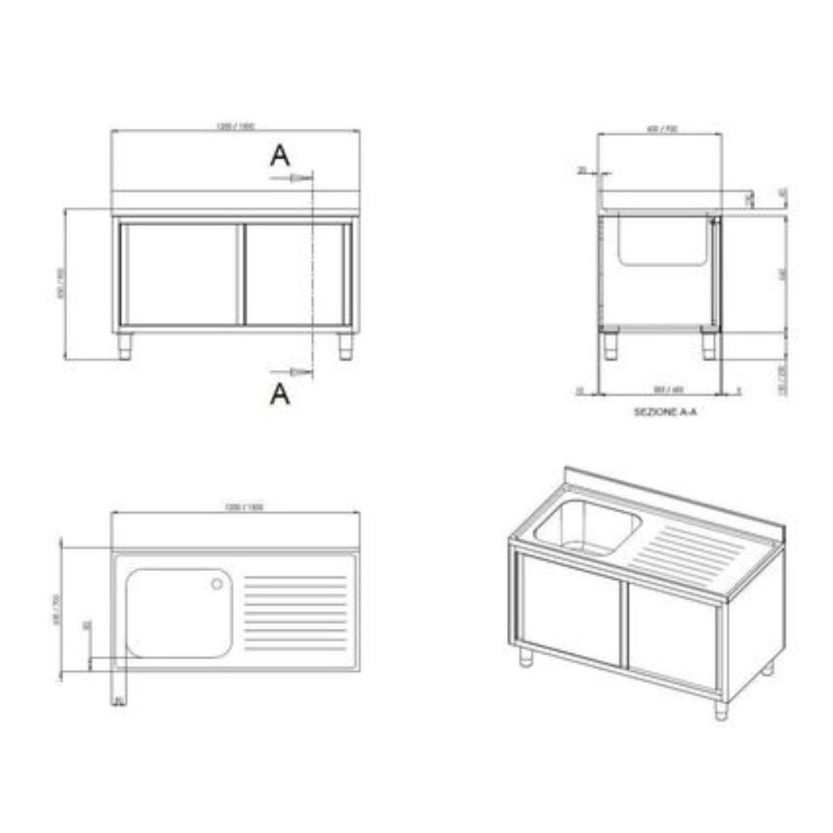 Royal Catering Spülenschrank Spülenunterschrank Spülschrank Edelstahl 2 Becken: 400x400x250 Mm Gas 36980616 Royal Catering Spülenschrank Spülenunterschrank Spülschrank Edelstahl 2 Becken: 400x400x250 Mm Gas 36980616