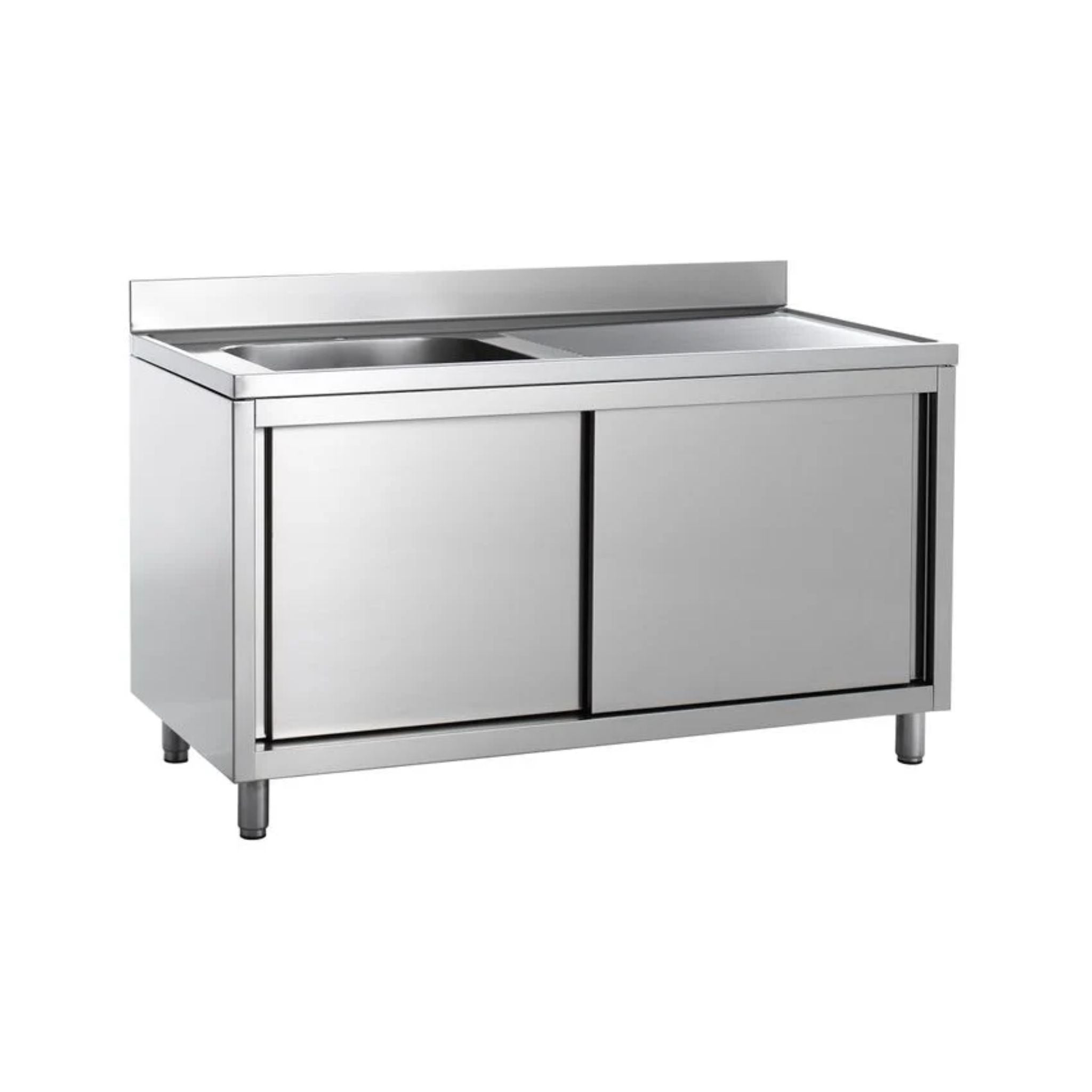 Stainless steel sink unit with basin left standard