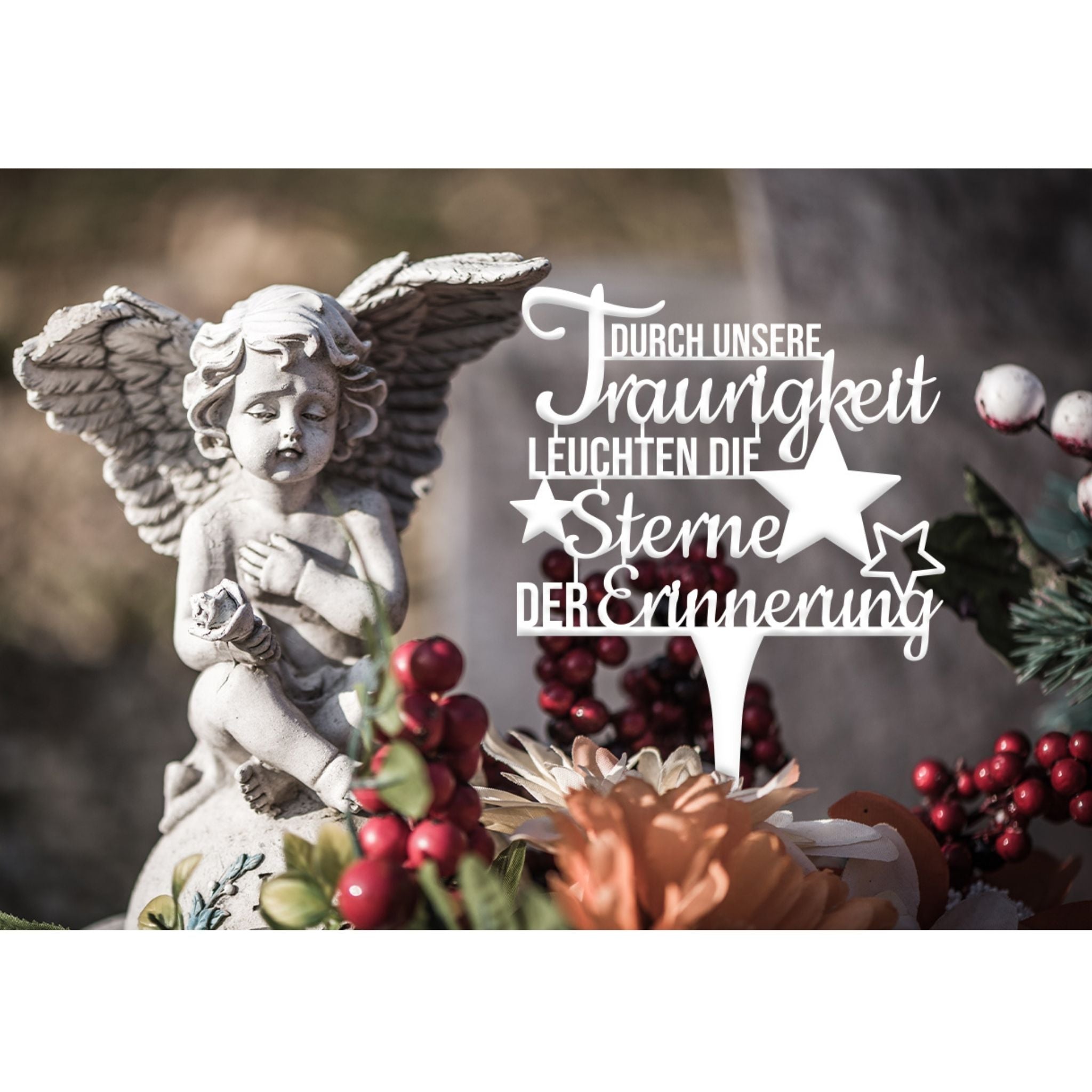Grave plug "The stars of remembrance shine through our sadness" set of 3