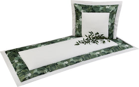 Set di coperte Besta con nastro di raso verde avorio - 0