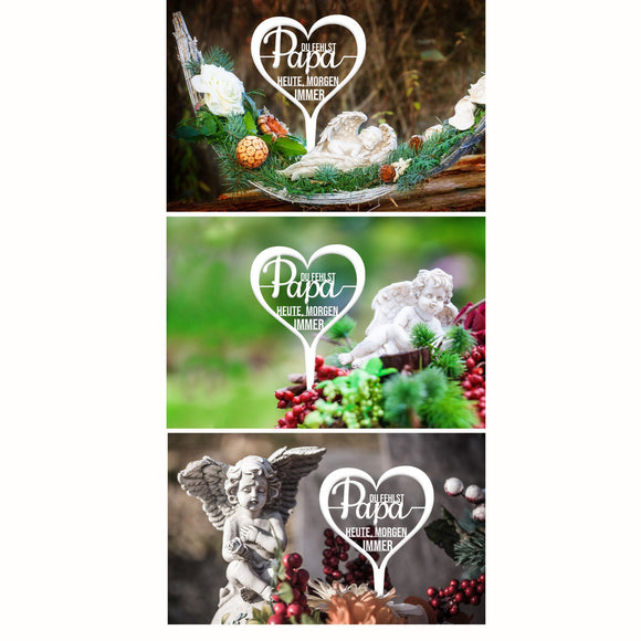 Tassello per tomba "Papà ti manca oggi, domani, sempre".