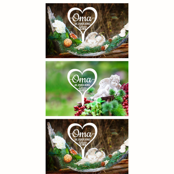 Grabstecker "Oma die Spuren deines Lebens bleiben"