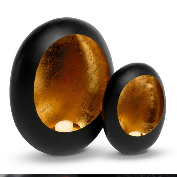 Windlichter Schwarz/Gold