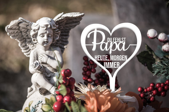 Tassello per tomba "Papà ti manca oggi, domani, sempre".