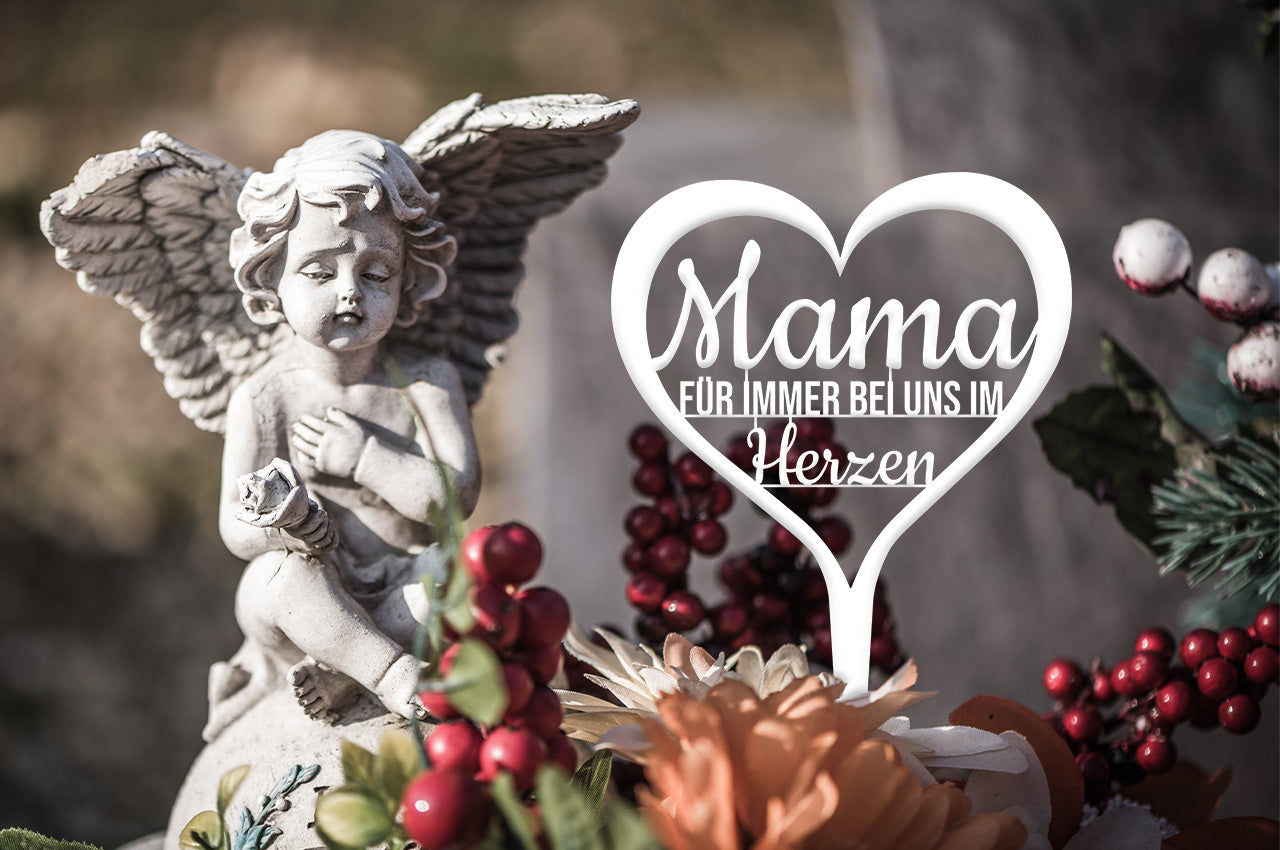 Grabstecker "Mama für immer bei uns im Herzen"