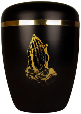 Spalt urn black lacquered natural fabric