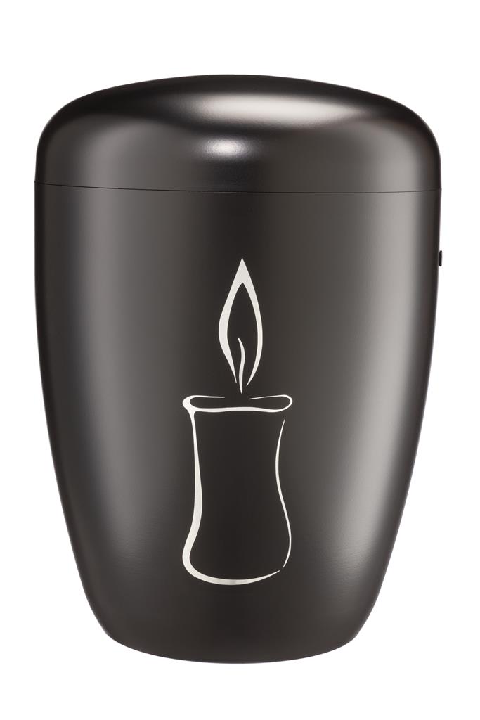 Spalt urn black lacquered natural fabric