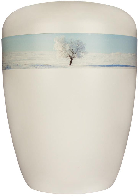 Urna Spalt lacada en blanco material natural