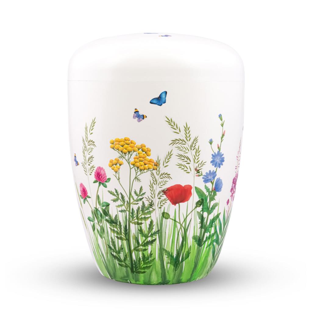 Buy flower-meadow Spalt urn white lacquered natural material