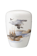 Spalt Urne Weiß Bemalt Naturstoff-3