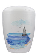 Spalt Urne Weiß Bemalt Naturstoff-6