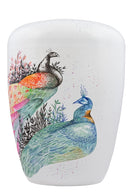 Spalt Urne Weiß Bemalt Naturstoff-5