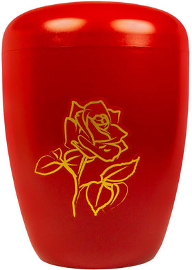 Spalt urn red lacquered natural material