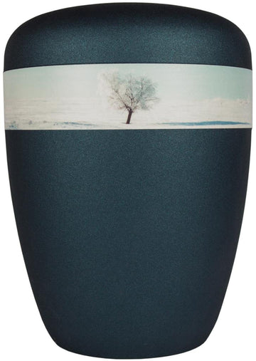 Spalt Urne Blau Lackiert Naturstoff