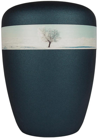 Spalt Urne Blau Lackiert Naturstoff