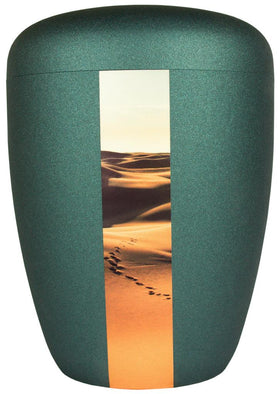 Spalt urn turquoise lacquered natural fabric